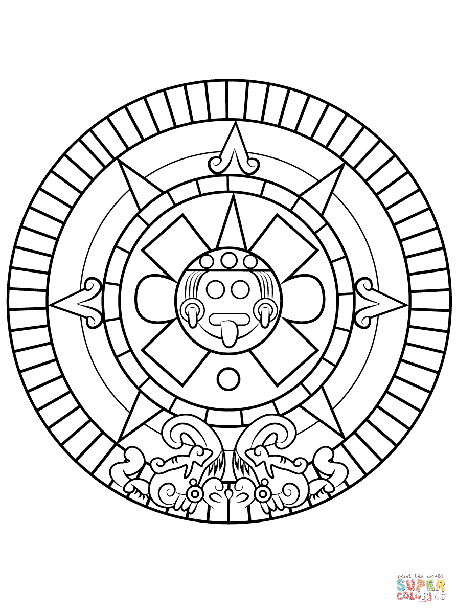 Dibujo de Piedra del Sol Azteca para colorear | Dibujos para ... Dibujo de Piedra del Sol Azteca para colorear | Dibujos para ...