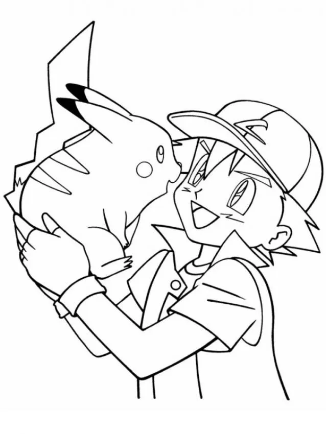 Dibujo Pikachu con Ash - Dibujos para pintar POKEMON Dibujo Pikachu con Ash - Dibujos para pintar POKEMON