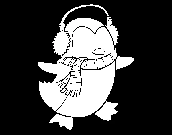 Dibujo de Pingüino con bufanda para Colorear - Dibujos.net
