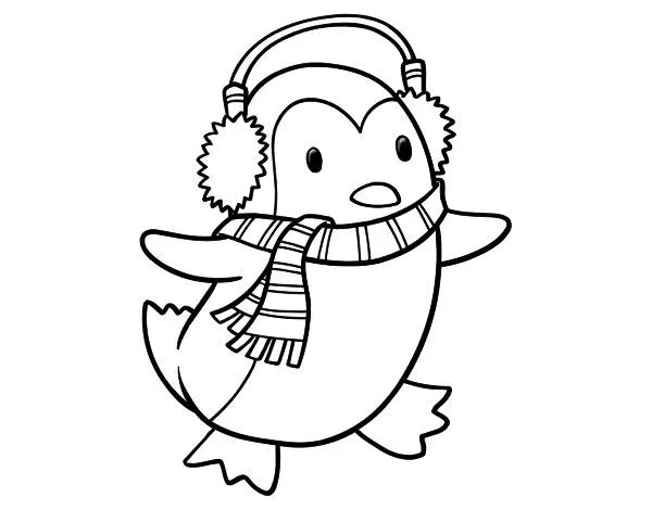 Dibujo de Pingüino con bufanda para colorear | Navidad | Pinterest ...