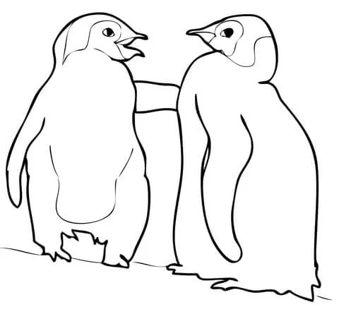 Dibujo de Dos pingüinos emperador bebés para colorear | Dibujos ...