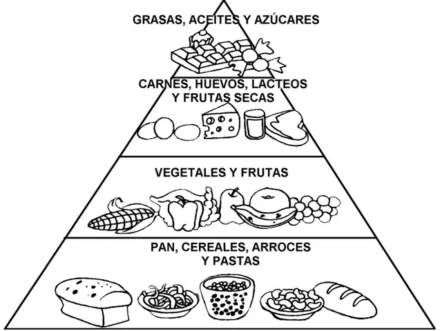 DIBUJO PARA PINTAR DE LA PIRAMIDE alimenticia - Imagui