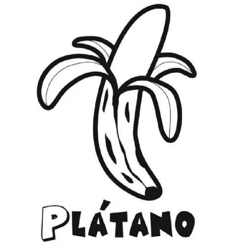 Dibujo para pintar de un plátano - Dibujos para colorear de frutas