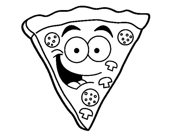 Dibujo de Pizza feliz para Colorear - Dibujos.net