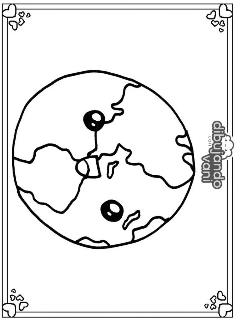 Dibujo del planeta tierra para imprimir y colorear - Dibujando con Vani