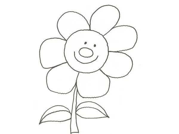 Dibujo de una flor sonriente para pintar con niños
