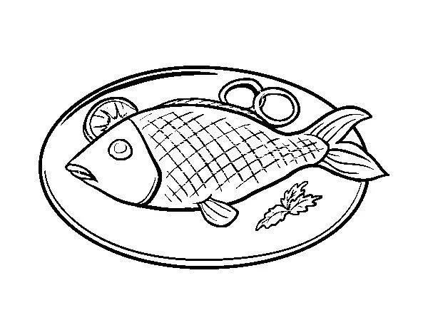 Dibujo de Plato de pescado para Colorear - Dibujos.net