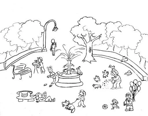 Dibujo de una plaza para niños - Imagui