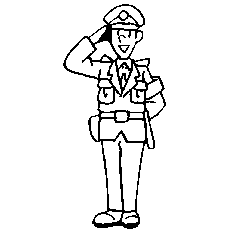Dibujo de Policía saludando para Colorear - Dibujos.net