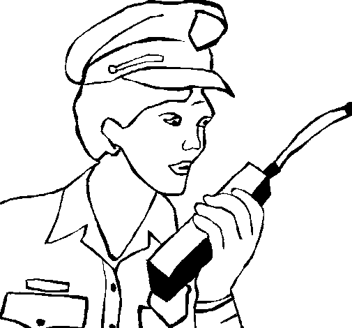 Dibujo de Policía con el walkie para Colorear - Dibujos.net