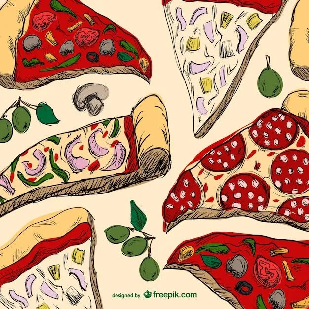 Dibujo de porciones de pizza | Descargar Vectores gratis