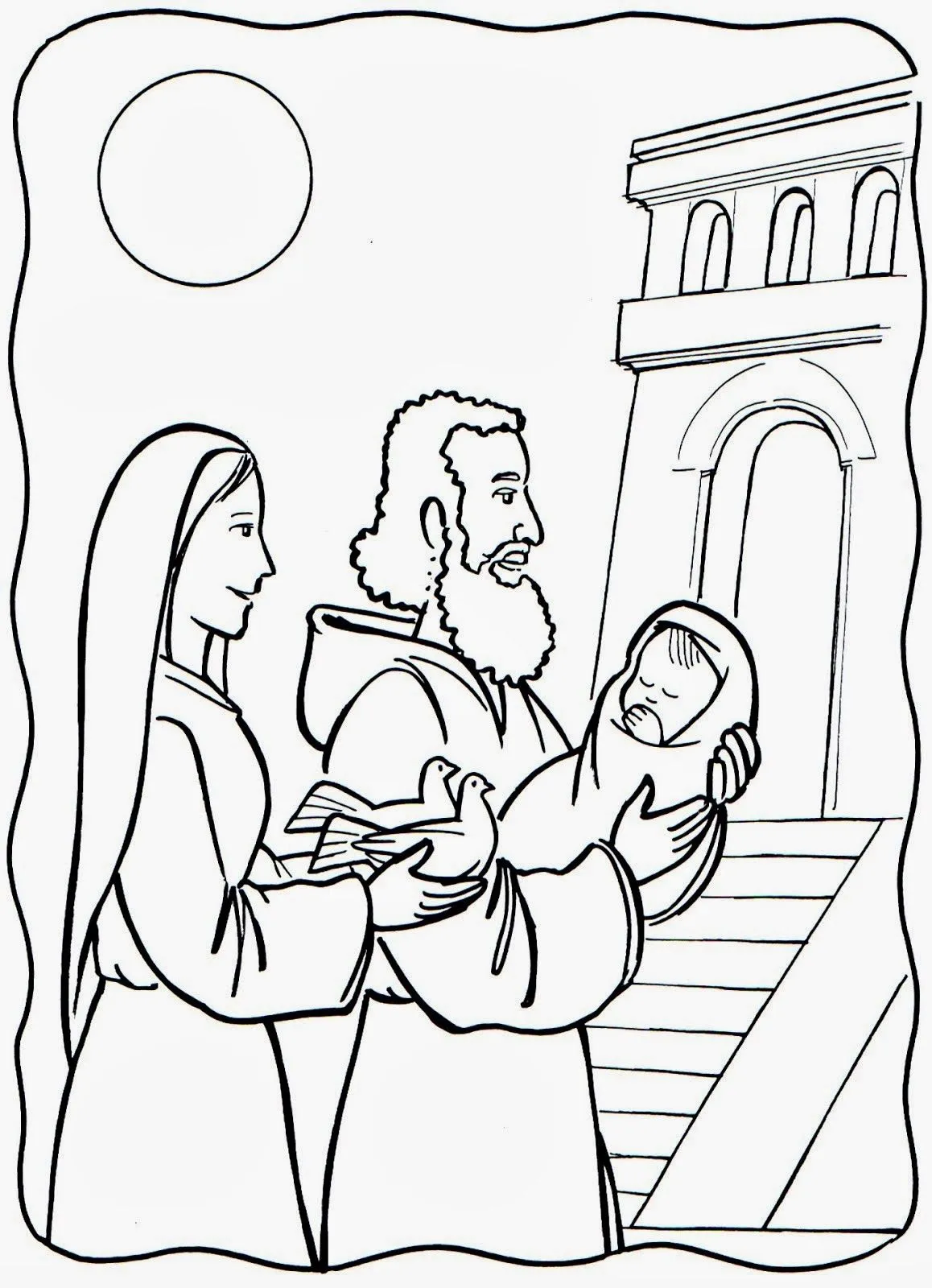 Dibujo de Presentacion de Jesus en el templo para colorear ... Dibujo de Presentacion de Jesus en el templo para colorear ...