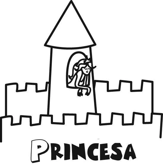 Dibujo de Princesa en el castillo para colorear