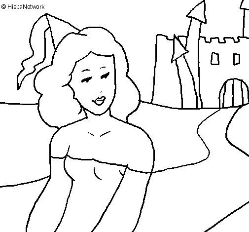 Dibujo de Princesa y castillo para Colorear - Dibujos.net