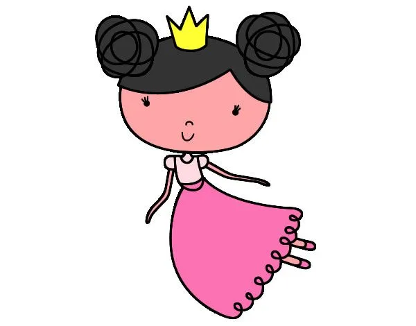 Dibujo de La princesa morada con zapatillas rosada pintado por ...