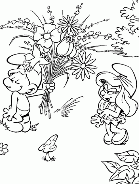 Dibujo de Ramo de flores para Pitufina para colorear. Dibujos ...