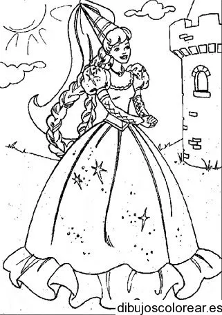 Dibujo de Rapunzel frente al castillo | Dibujos para Colorear