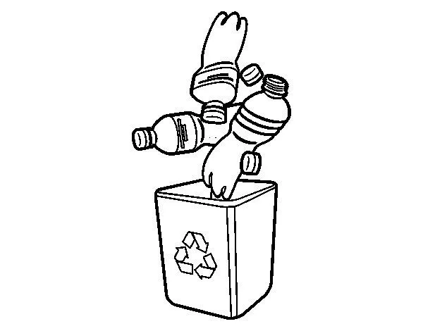 Dibujo de Reciclaje de botellas para Colorear - Dibujos.net Dibujo de Reciclaje de botellas para Colorear - Dibujos.net