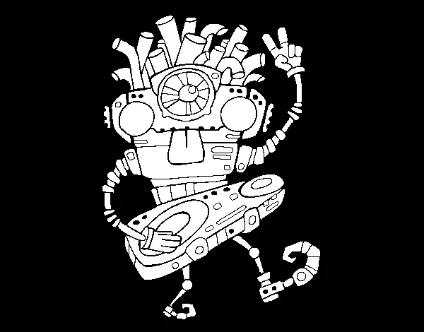 Dibujo de Robot DJ para Colorear - Dibujos.net