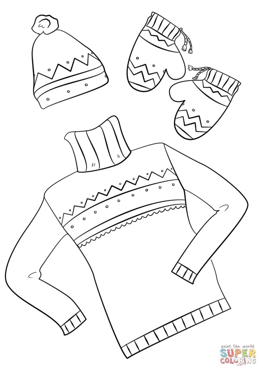 Dibujo de Ropa de invierno para colorear | Dibujos para colorear ... Dibujo de Ropa de invierno para colorear | Dibujos para colorear ...