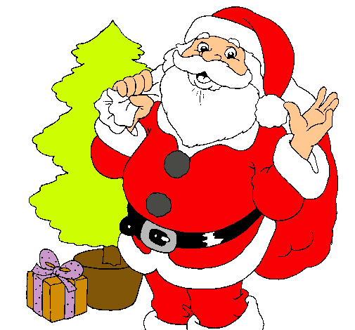 Dibujo de Santa Claus y un árbol de navidad pintado por Cbjytnmjhj ...