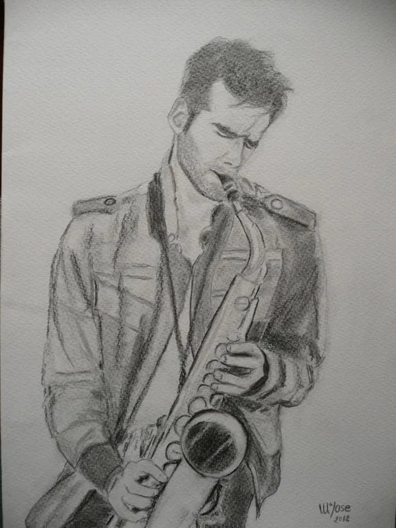 Dibujo de saxofones a lápiz - Imagui