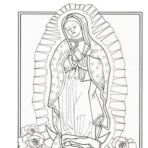 Dibujo de Nuestra Señora de Guadalupe Dibujo para colorear - Etsy México