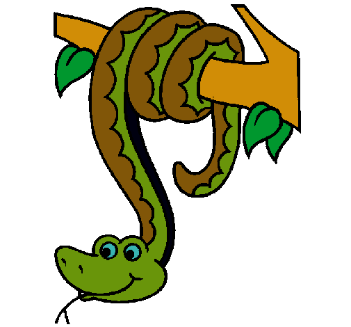 Dibujo de Serpiente colgada de un árbol pintado por Culebra en ...
