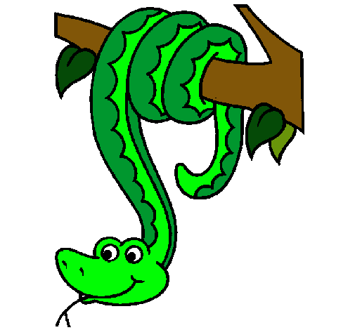 Dibujo de Serpiente colgada de un árbol pintado por Snake en ...
