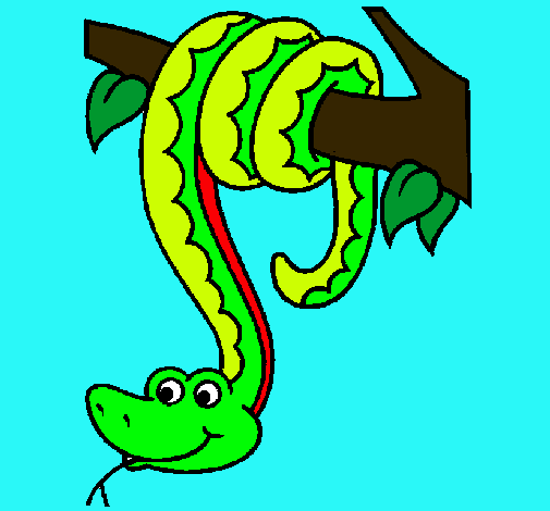 Dibujo de Serpiente colgada de un árbol pintado por Vibora en ...