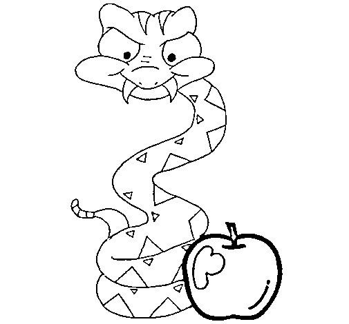Dibujo de Serpiente y manzana para Colorear - Dibujos.net
