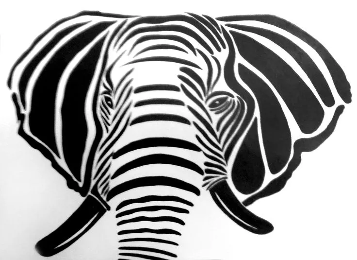 Dibujo Síntesis de Elefante. Elaborado a Tinta china ...