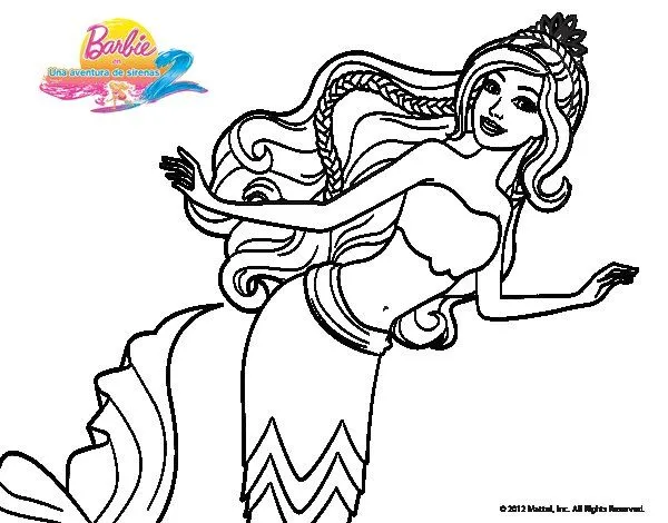 Dibujo de Sirena nadando para Colorear - Dibujos.net