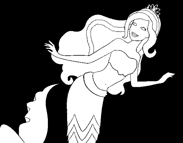 Dibujo de Sirena nadando para Colorear - Dibujos.net