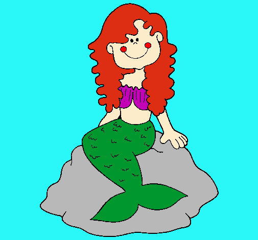 Dibujo de Sirena sentada en una roca pintado por Cholita en ...