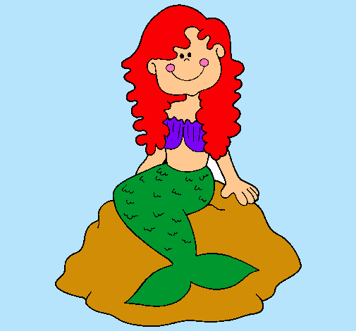 Dibujo de Sirena sentada en una roca pintado por Karyme en Dibujos ...