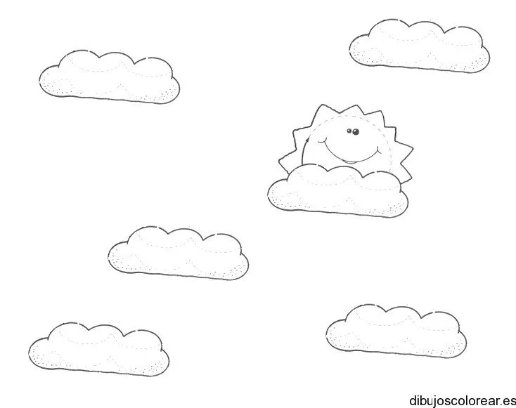 Dibujo del sol entre nubes | Dibujos para Colorear