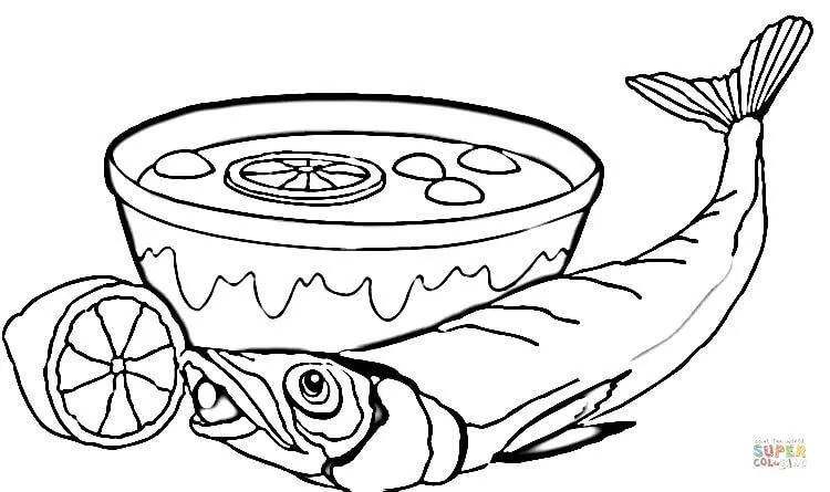 Dibujo de Sopa y Pescado para colorear | Dibujos para colorear ...