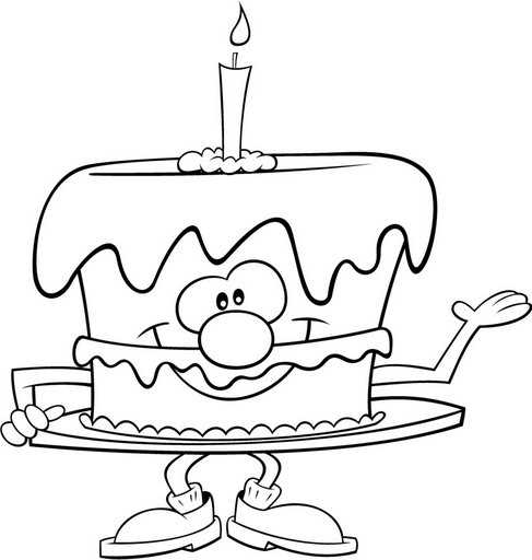 Dibujo de Tarta con Vela - Colorear Cumpleaños | Cumpleaños ...