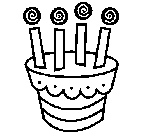Dibujo de Tarta con velas para Colorear - Dibujos.net