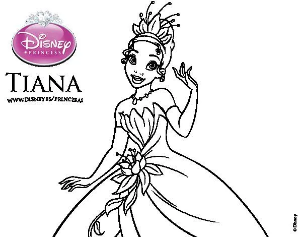 Dibujo de Tiana y el sapo - Princesa Tiana para Colorear - Dibujos.net