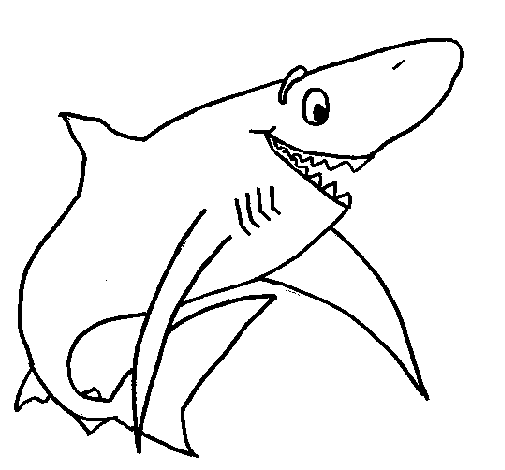 Dibujo de Tiburón alegre para Colorear - Dibujos.net