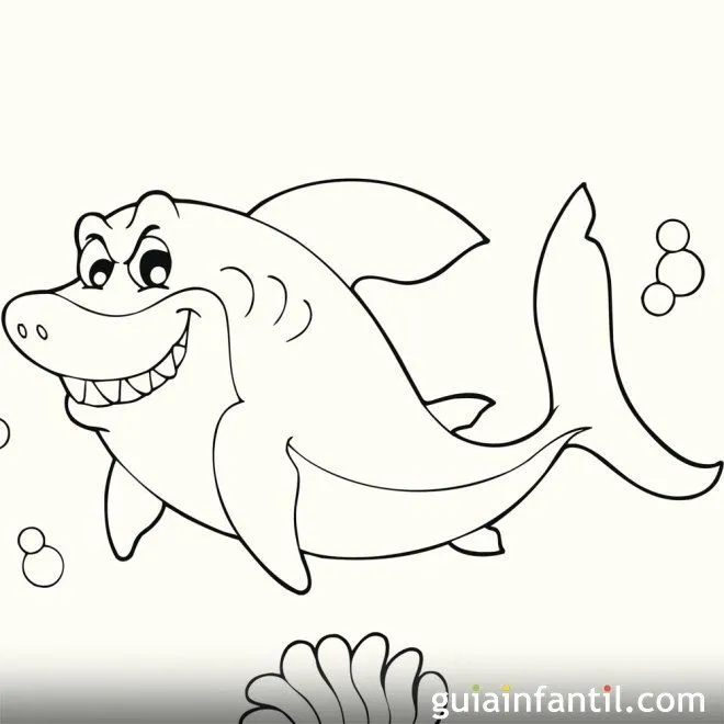 Dibujo de un tiburón para colorear - Dibujos de animales del ...