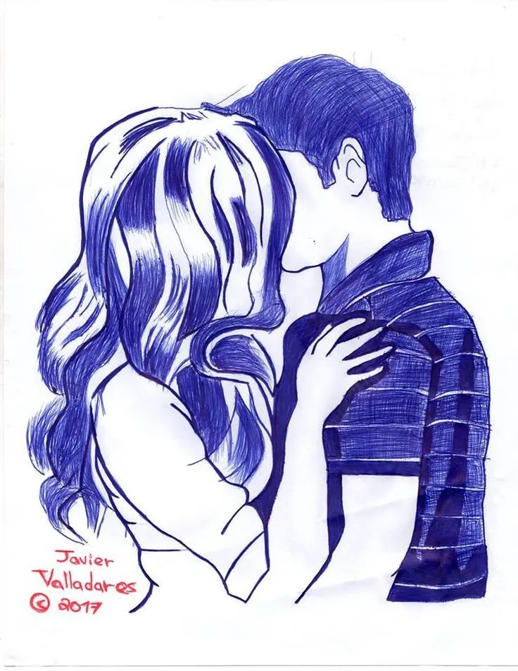 Dibujo a tinta de pareja besándose | Besos de parejas, Dibujo a tinta,  Dibujo de personas