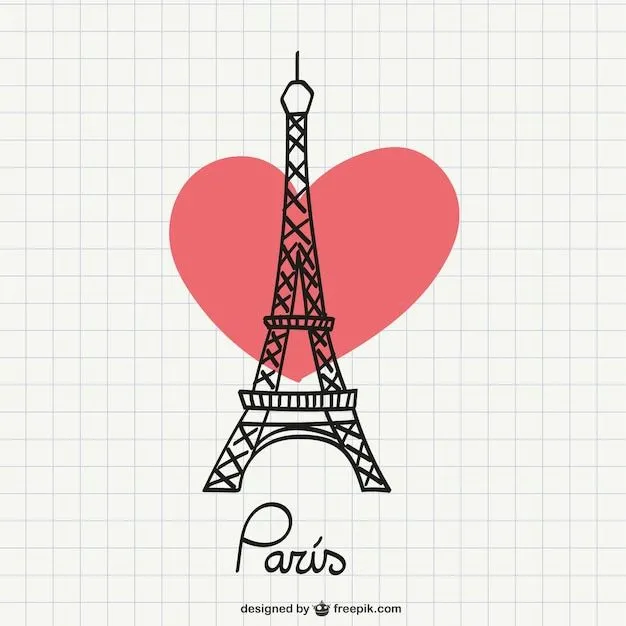 Dibujo de la Torre Eiffel con corazón | Descargar Vectores gratis