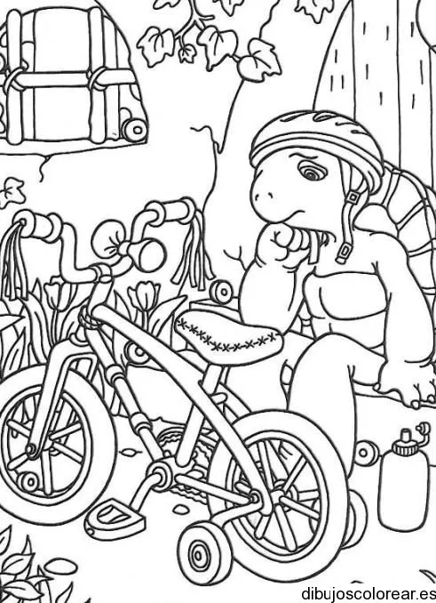 Dibujo de una tortuga con bicicleta | Dibujos para Colorear
