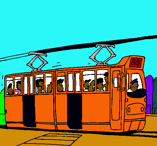 Dibujo de Tranvía con pasajeros pintado por Metro en Dibujos.net ...