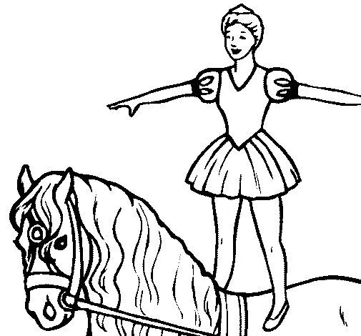 Dibujo de Trapecista encima de caballo para Colorear - Dibujos.net
