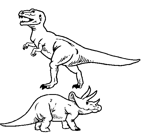 Dibujo de Triceratops y tiranosaurios rex para Colorear - Dibujos.net
