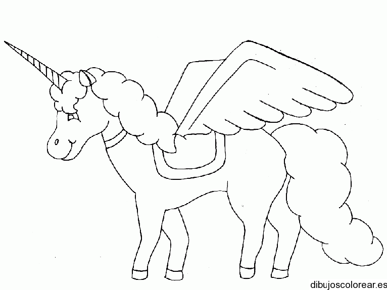 Dibujo de un unicornio con alas | Dibujos para Colorear